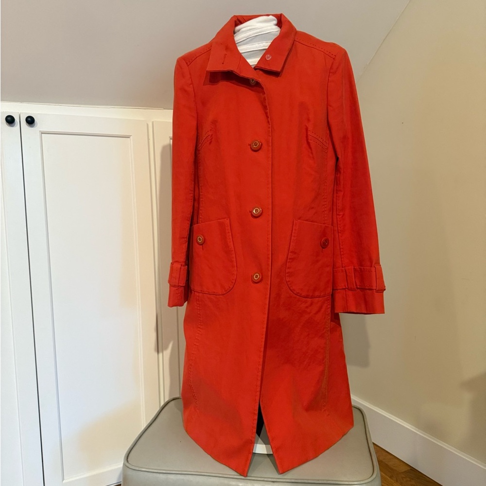 ❌SOLD❌ Tory Burch Women's Orange Trench Coat, size 8